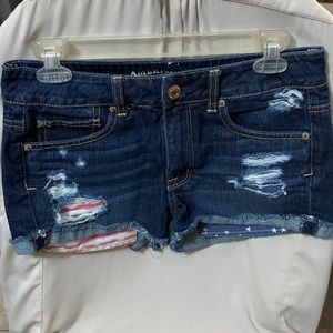 AE distressed American Flag Jean Shorts